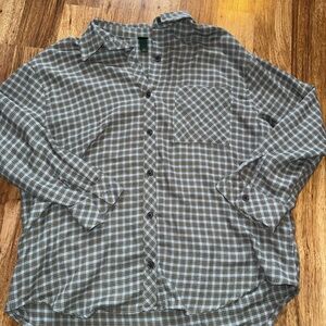 Men's Blue and Brown Checkered Shirt